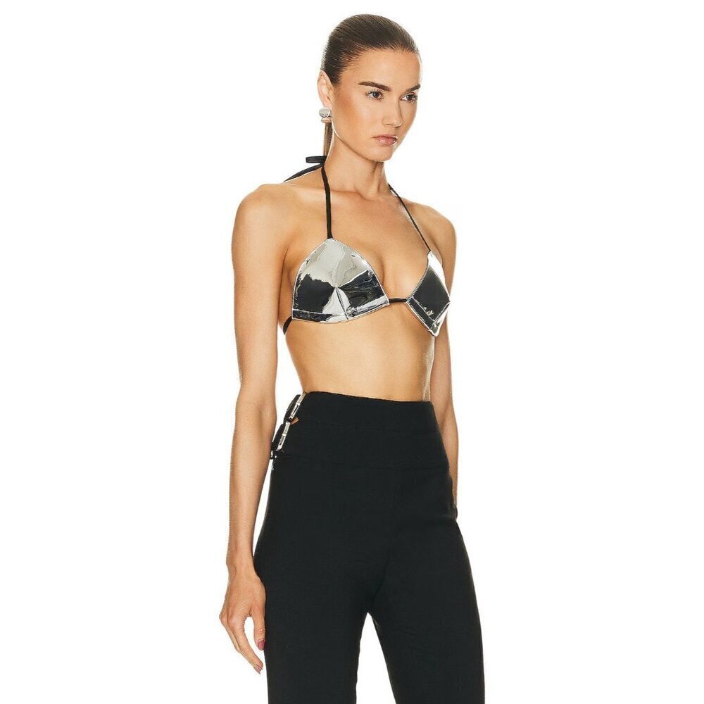 RTA Bralette Top in Mirror Medium New Womens Metallic Cropped Bra